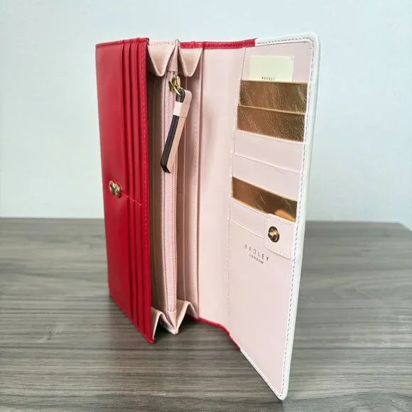 Radley London Hole Lotta Fun Large Leather Flapover Wallet Red - Picture 6 of 9